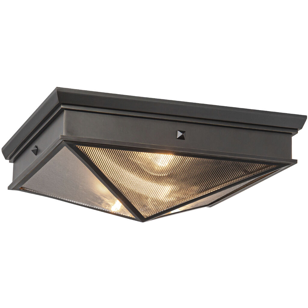 Cairo 2 Light 14.63 inch Ribbed Glass/Urban Bronze Flush Mount Ceiling Light