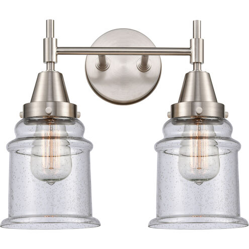 Caden 2 Light 15 inch Satin Nickel Bath Vanity Light Wall Light in Seedy Glass