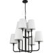 Alora Mood Plisse 8 Light 30 inch Matte Black/Opal Matte Glass Chandelier Ceiling Light