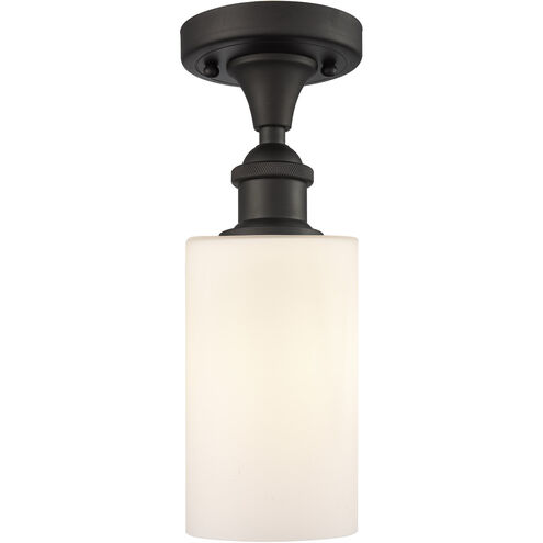 Ballston Clymer 1 Light 4 inch Oil Rubbed Bronze Semi-Flush Mount Ceiling Light in Matte White Glass, Ballston