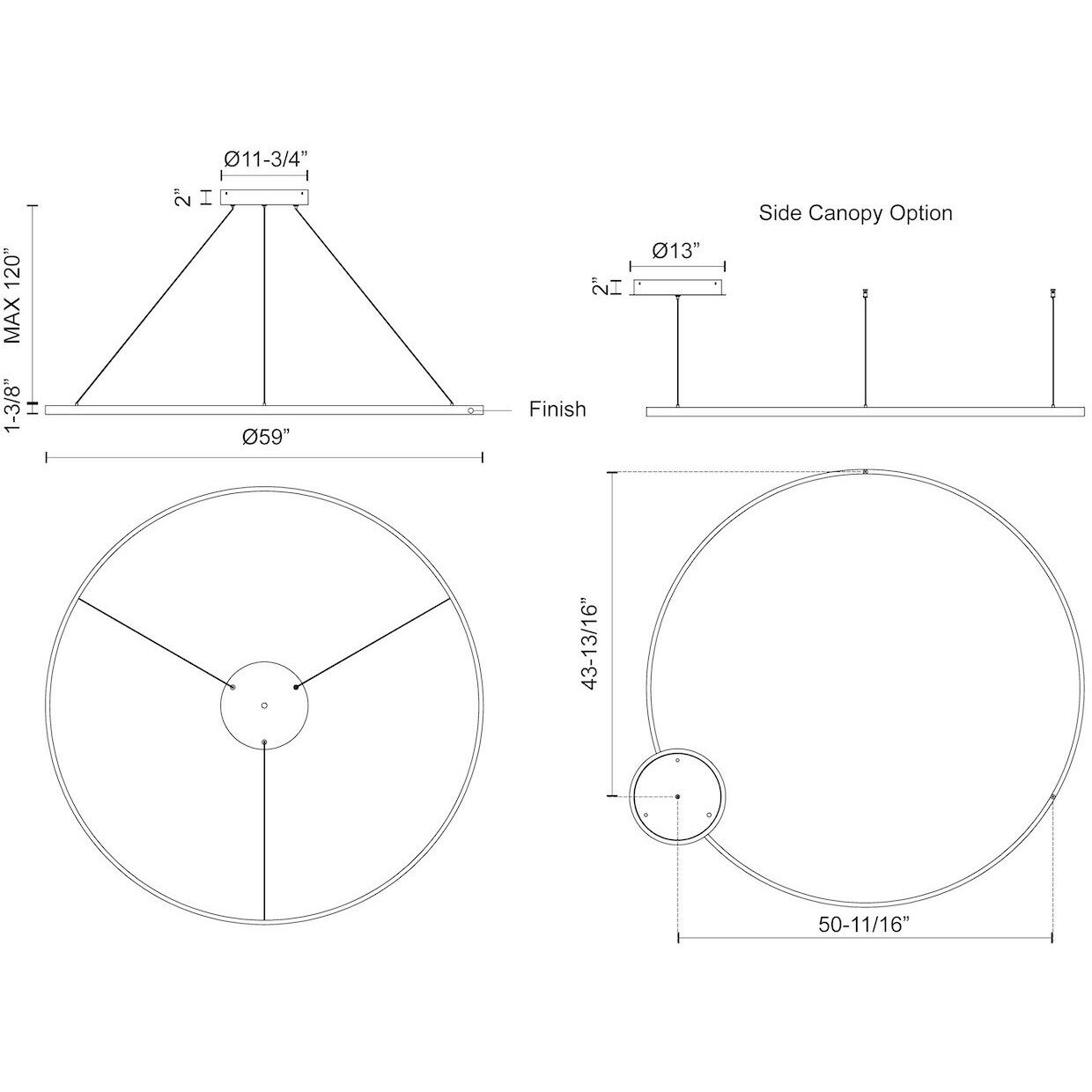 Cerchio Pendant Ceiling Light in Black