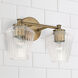 Beau 2 Light 15 inch Aged Brass Vanity Light Wall Light