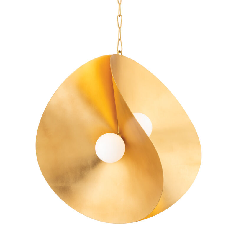 Peony 4 Light 30 inch Gold Leaf Pendant Ceiling Light