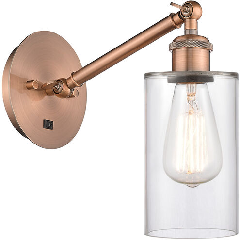 Ballston Clymer LED 5.3 inch Antique Copper Sconce Wall Light in Clear Glass