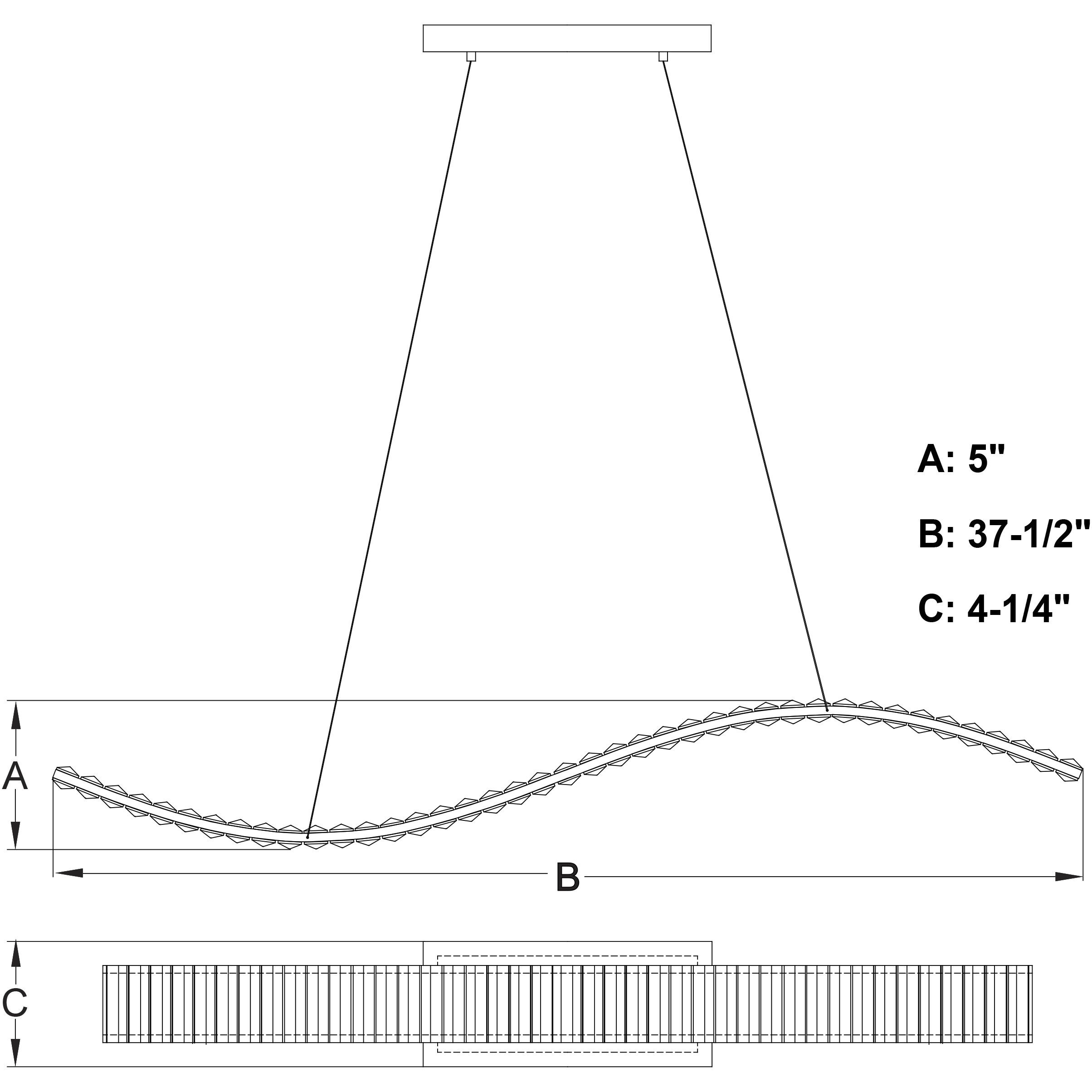 Edgewater LED 37.5 inch Gilded Brass Linear Chandelier Ceiling Light
