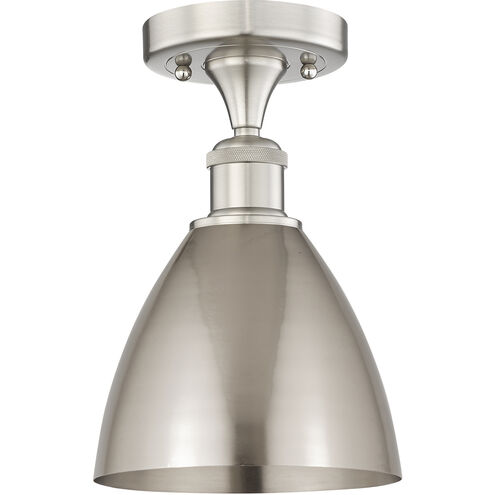 Edison Metal Bristol 1 Light 8 inch Brushed Satin Nickel Semi-Flush Mount Ceiling Light