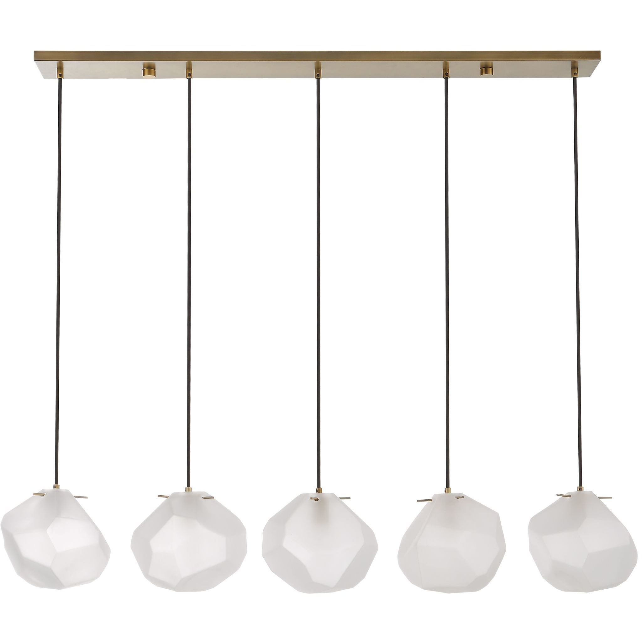 Geodesic 5 Light 47 inch Matte Antique Brass Linear Pendant Ceiling Light