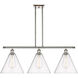 Ballston Ballston Cone 3 Light 39 inch Polished Nickel Island Light Ceiling Light in Seedy Glass