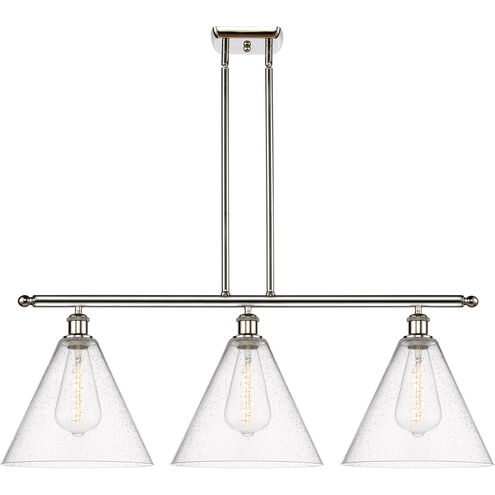 Ballston Ballston Cone LED 38.5 inch Polished Nickel Island Light Ceiling Light in Seedy Glass