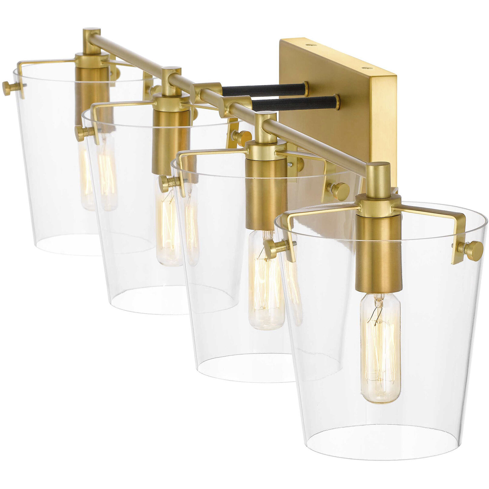 Arlo 4 Light 32 inch Black/Satin Brass Bath Vanity Light Wall Light