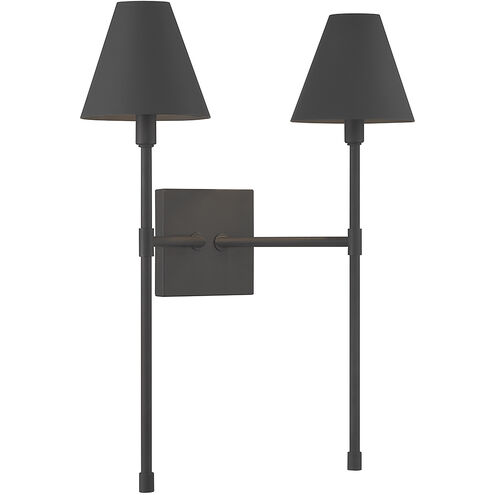 Jefferson 2 Light 16 inch Matte Black Wall Sconce Wall Light