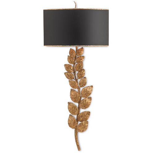 Birdwood 2 Light 16 inch Textured Gold Leaf/Satin Black Wall Sconce Wall Light