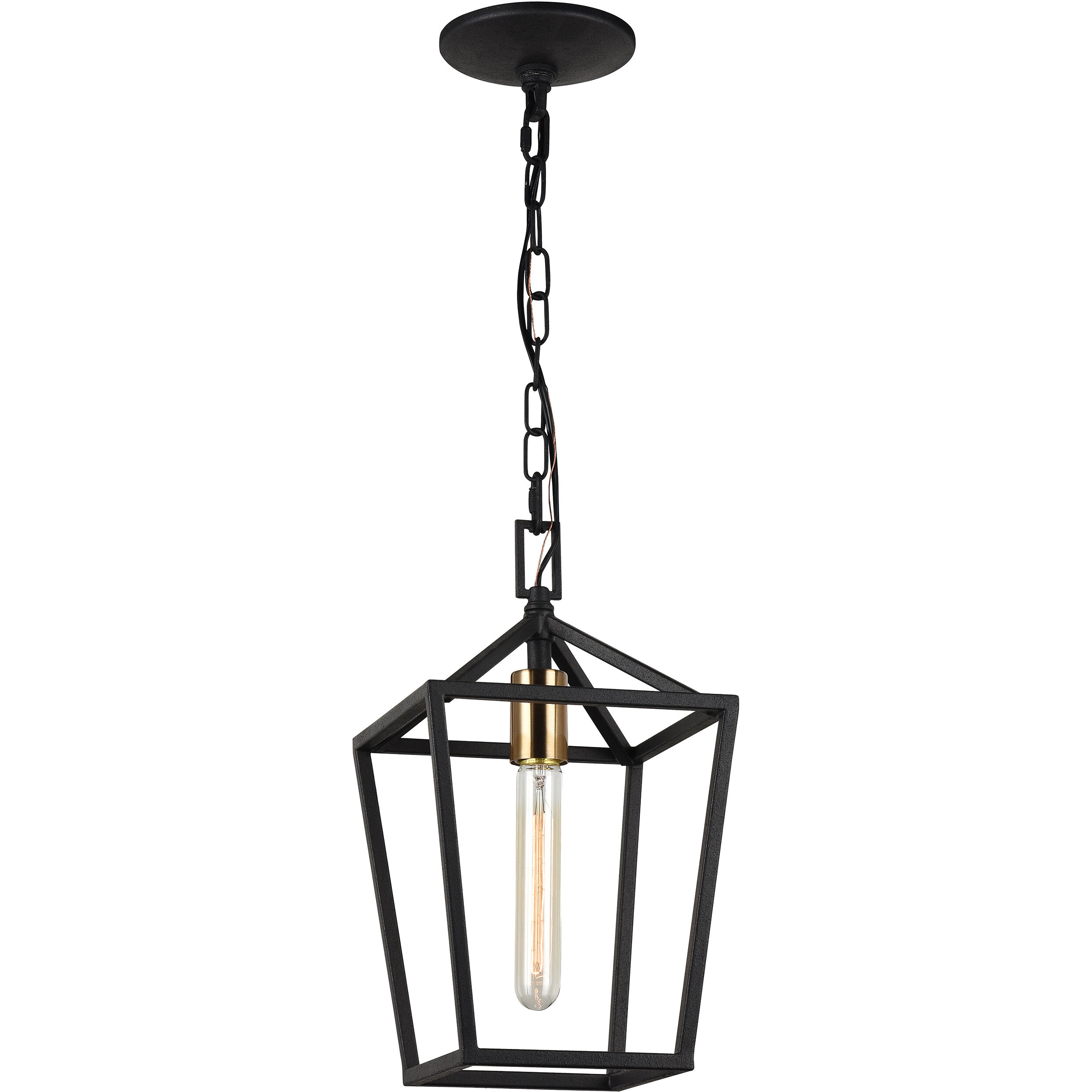Scatola 1 Light 8 inch Rusty Black and Aged Gold Brass accents Pendant Ceiling Light