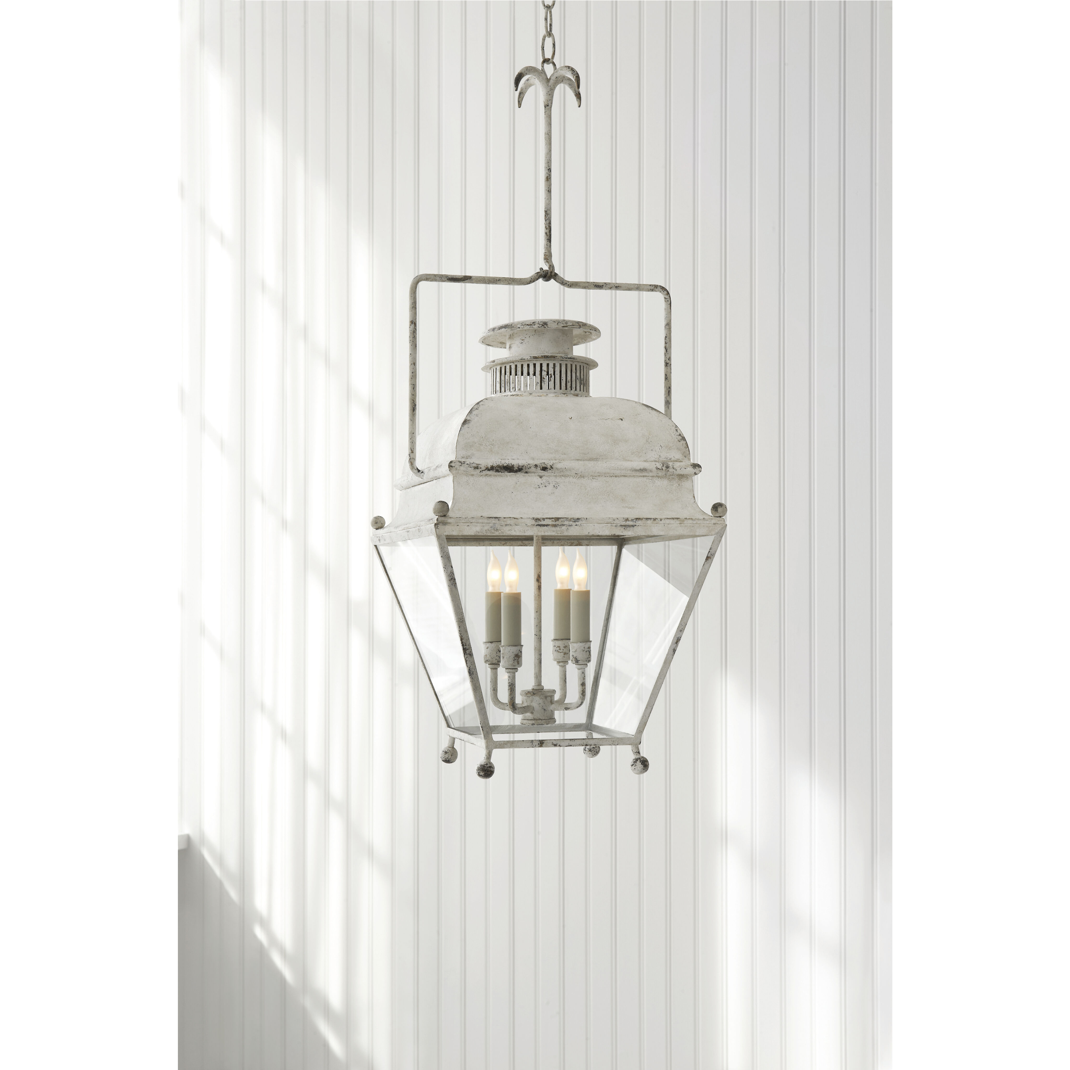 Chapman & Myers Holborn 4 Light 14 inch Old White Lantern Pendant Ceiling Light, Small
