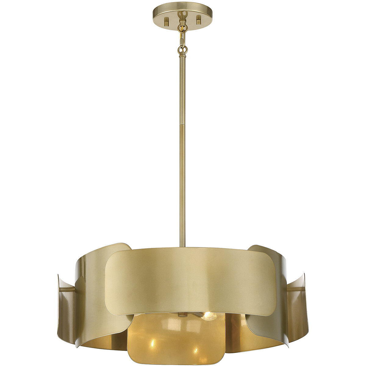 Modern 4 Light 20 inch Burnished Brass Pendant Ceiling Light