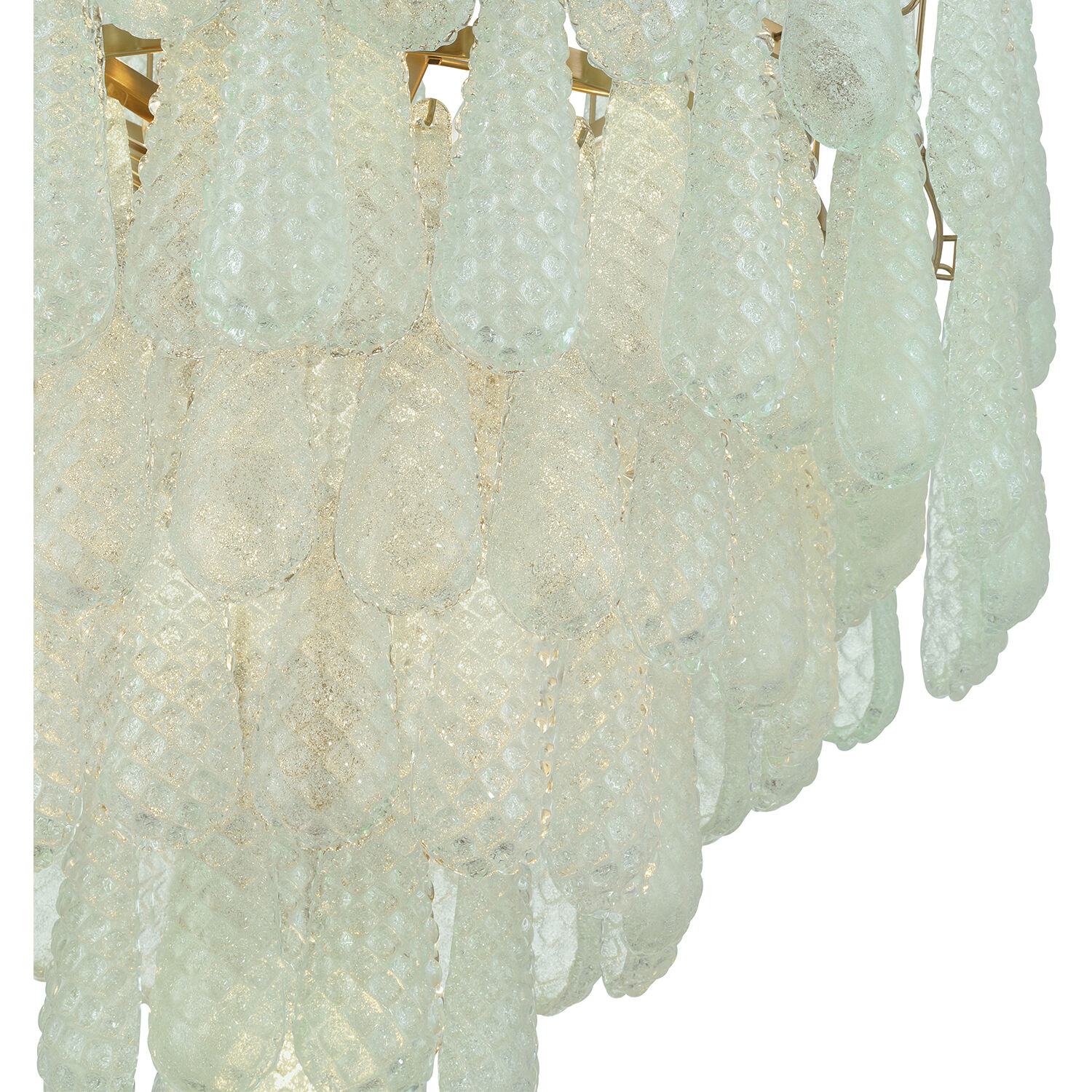 Ollie 21 Light 33.25 inch Aged Brass Chandelier Ceiling Light in Sand Glass Green