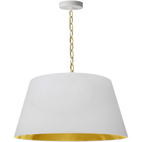 Brynn 1 Light 20 inch Aged Brass Pendant Ceiling Light in White/Gold Jewel Tone