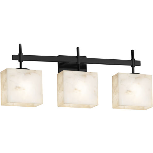 Alabaster Rocks 3 Light 23.5 inch Brushed Nickel Vanity Light Wall Light in Rectangle, Incandescent