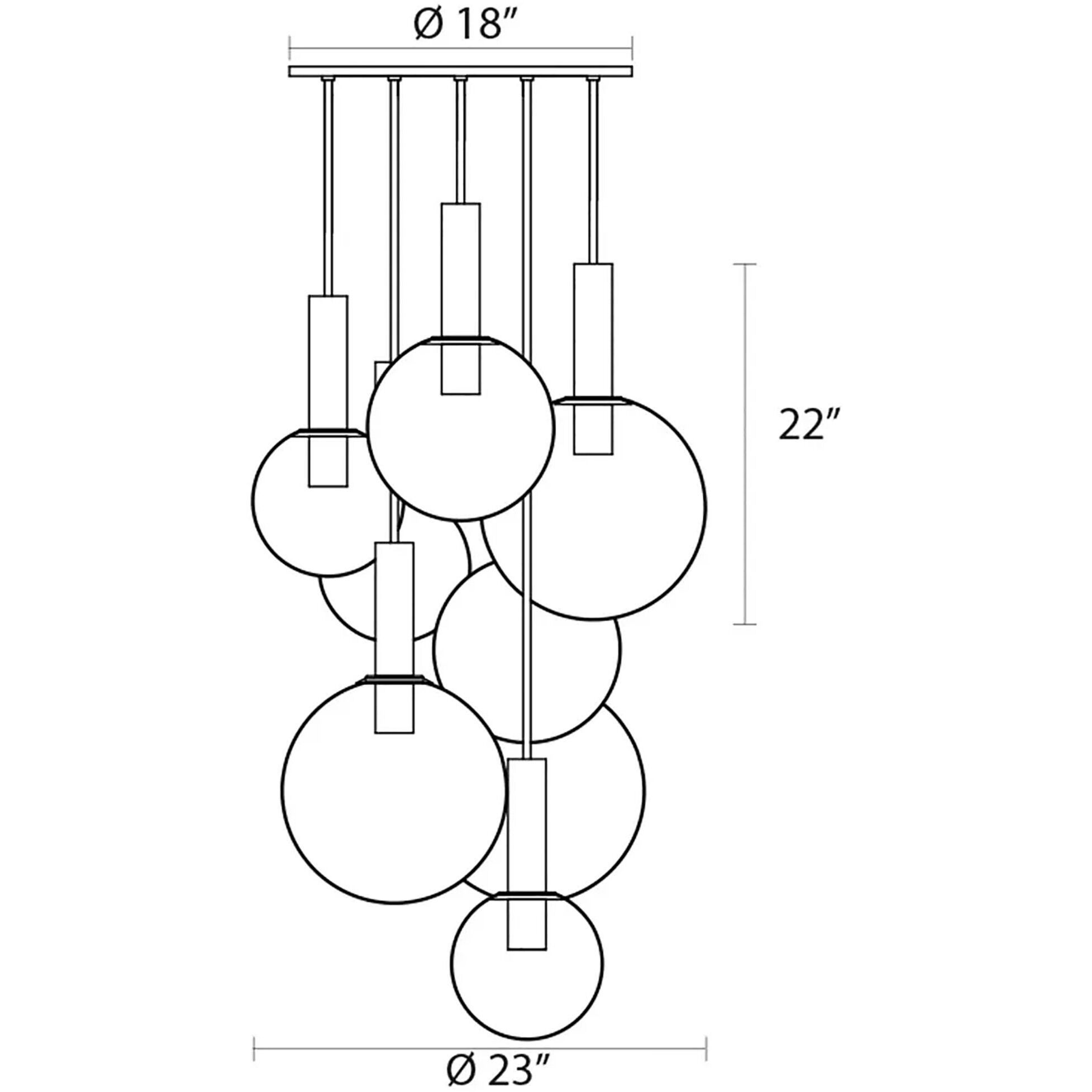 Bubbles 8 Light 23 inch Polished Nickel Pendant Ceiling Light