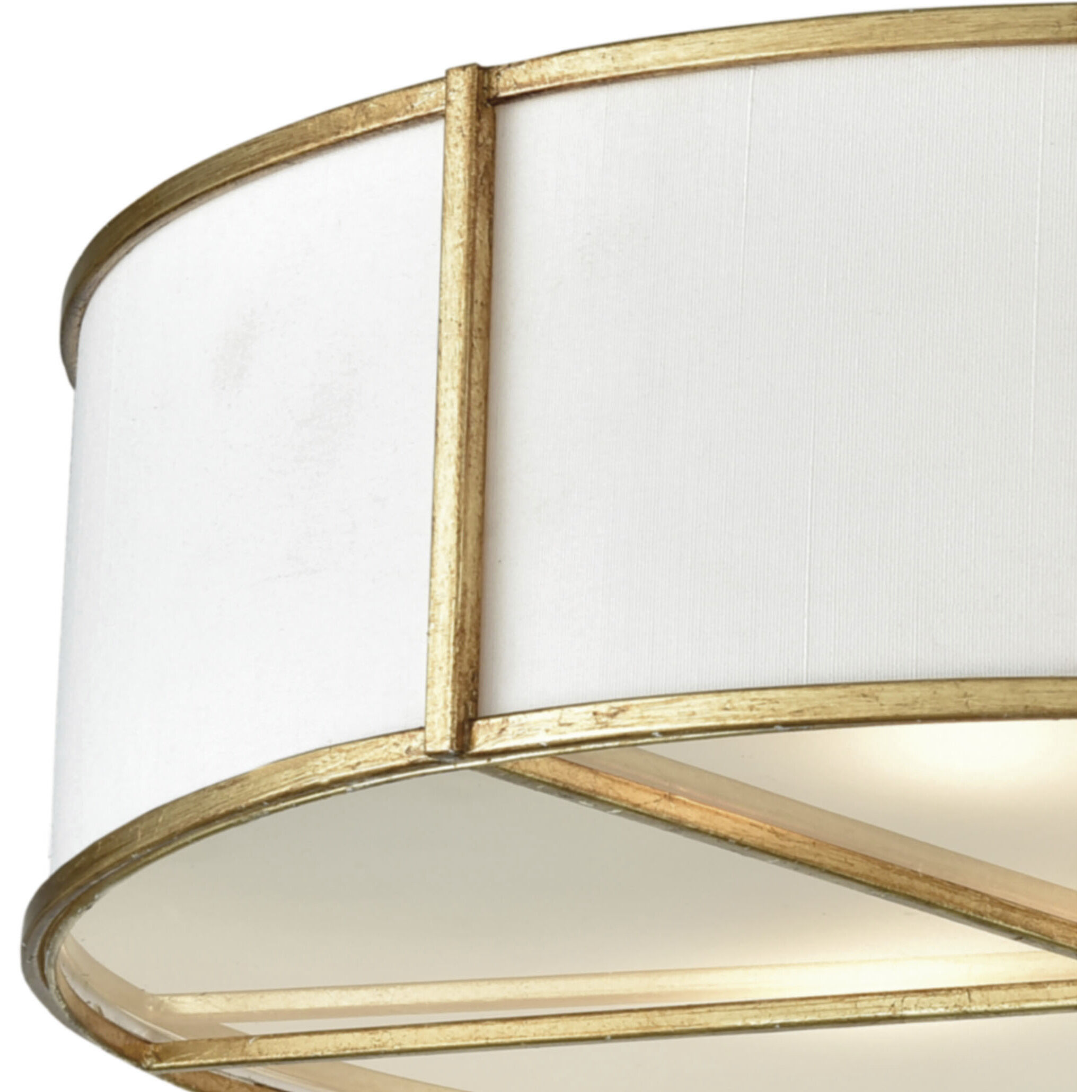 Ceramique 3 Light 16 inch Antique Gold Leaf Semi Flush Mount Ceiling Light