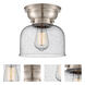 Aditi Large Bell LED 8 inch Brushed Satin Nickel Flush Mount Ceiling Light in Seedy Glass, Aditi