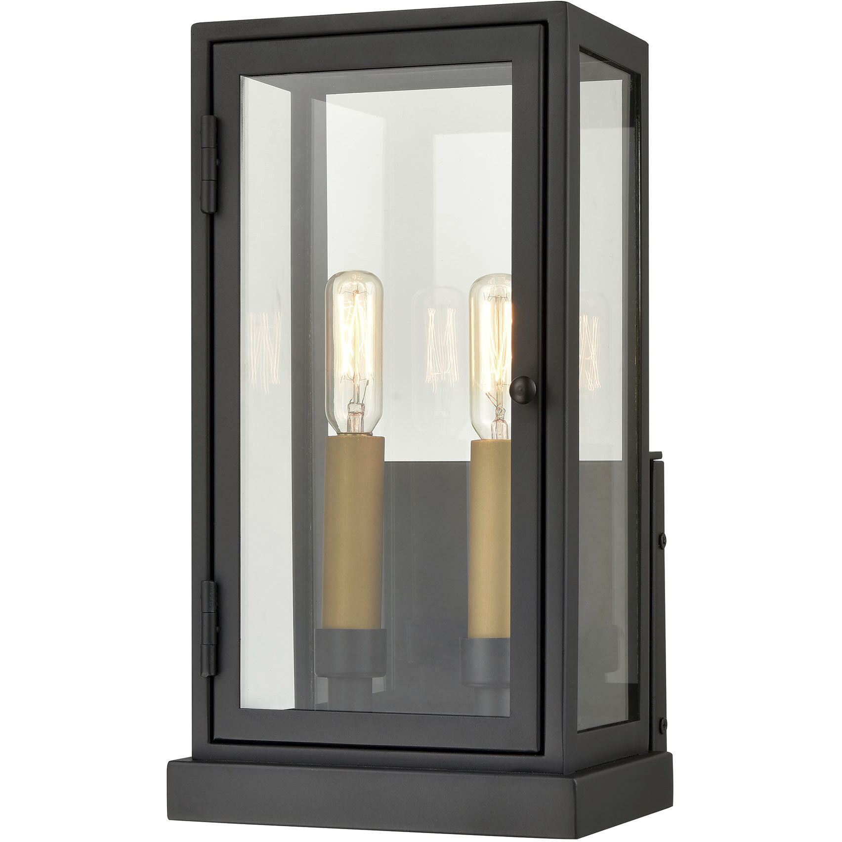 Foundation 2 Light 13 inch Matte Black with Aged Brass Outdoor Wall Sconce