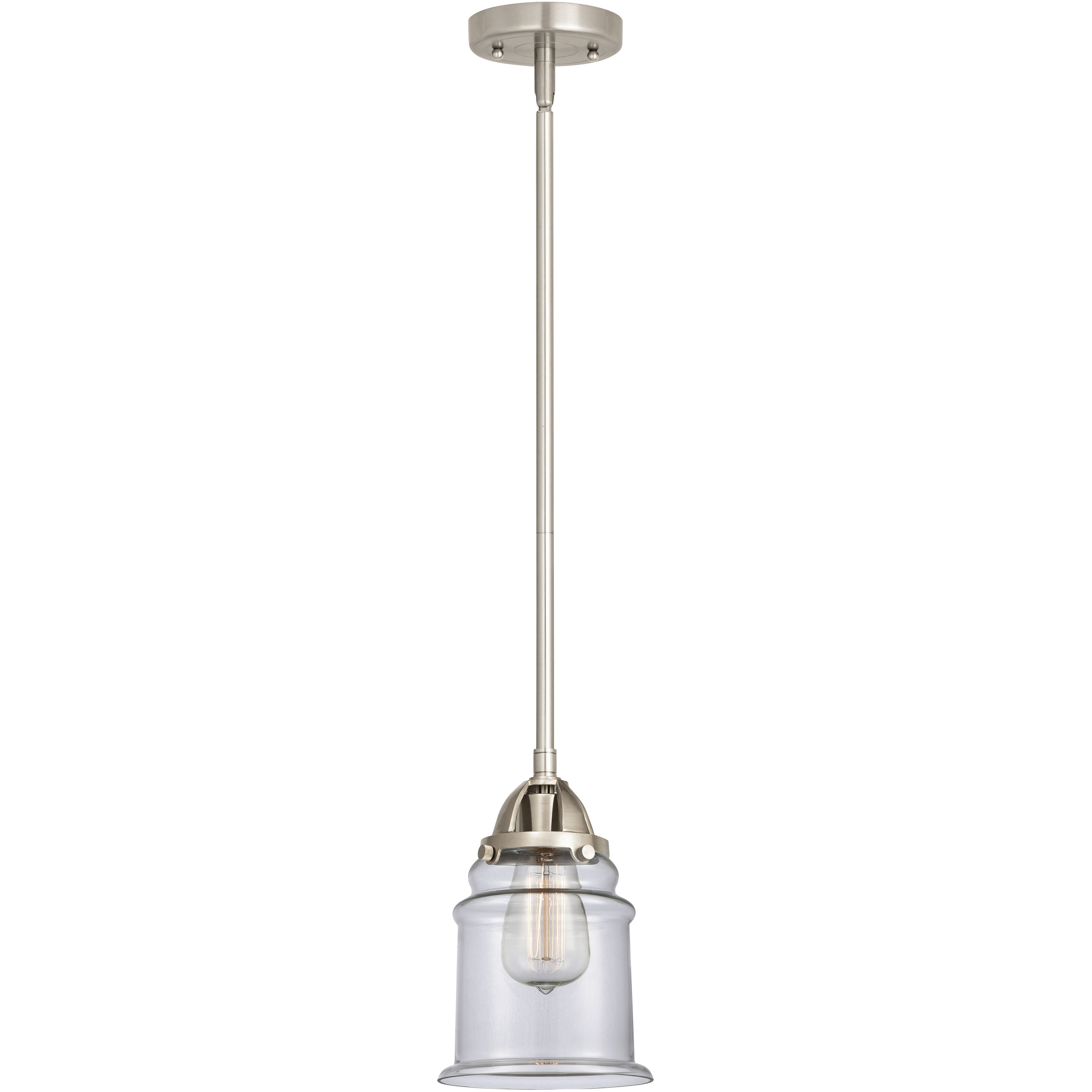 Nouveau 2 Canton 1 Light 6 inch Brushed Satin Nickel Mini Pendant Ceiling Light in Incandescent, Clear