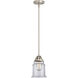 Nouveau 2 Canton 1 Light 6 inch Brushed Satin Nickel Mini Pendant Ceiling Light in Incandescent, Clear