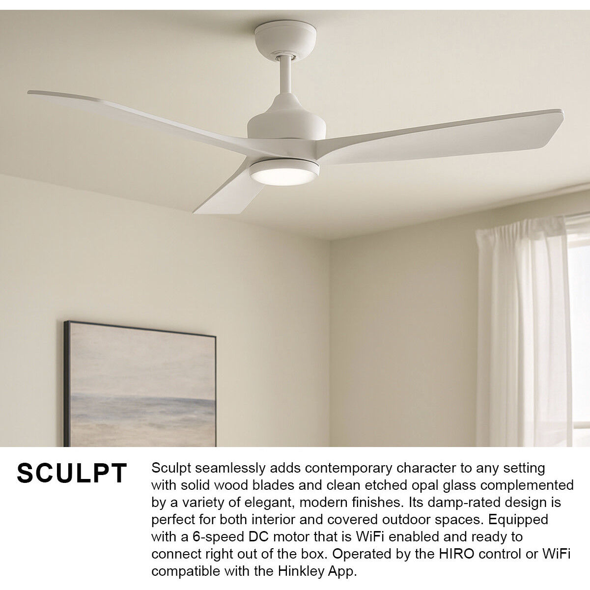 Sculpt 60 inch Matte White Fan