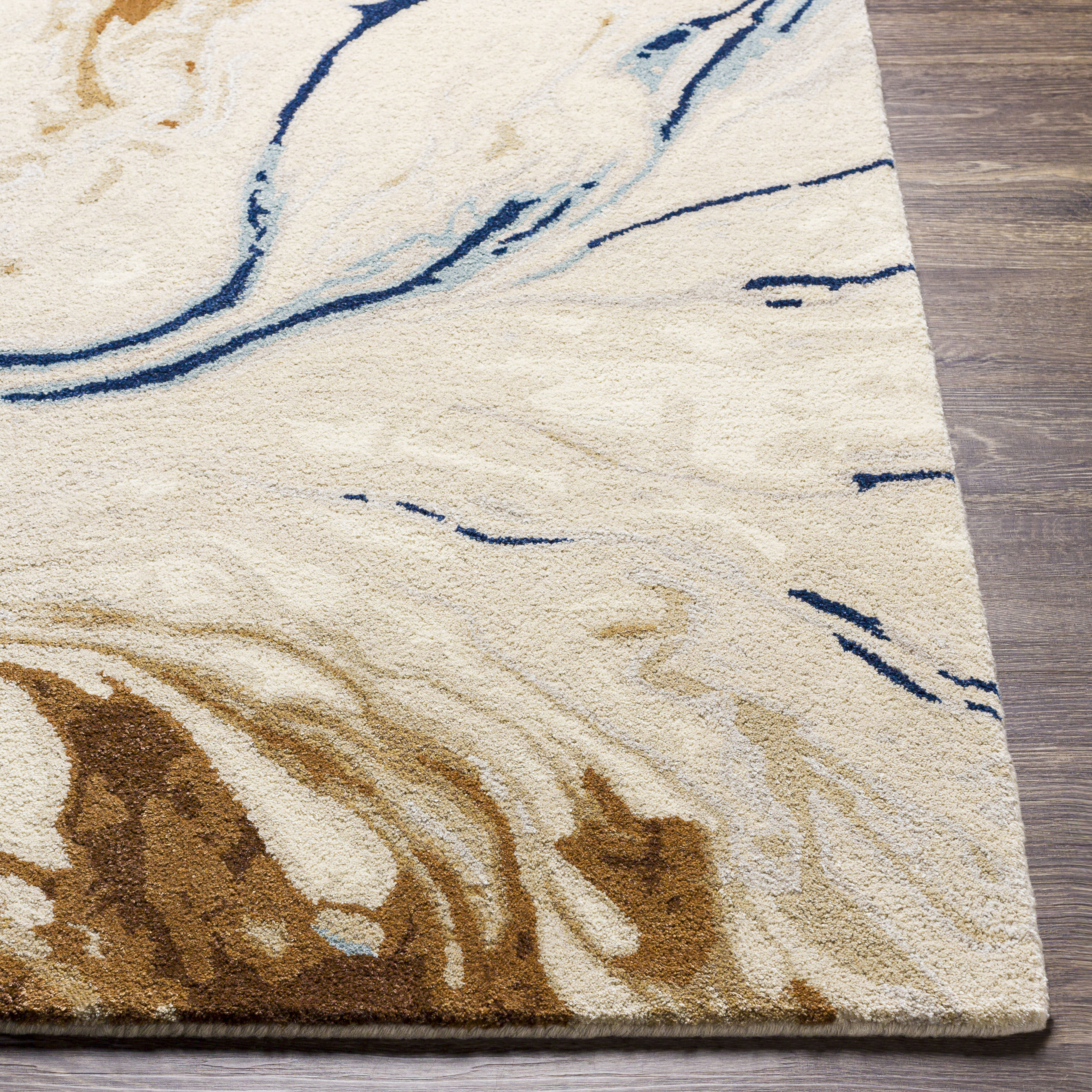 Kavita 90 X 60 inch Dark Brown Rug in 5 x 8, Rectangle