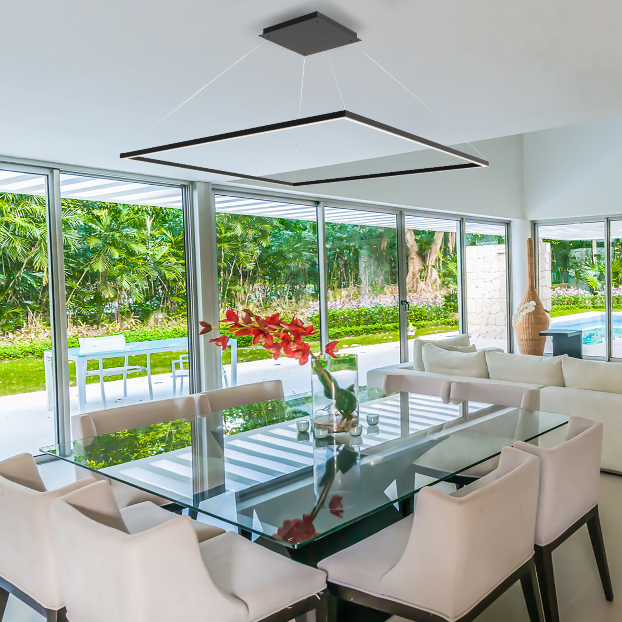 Atria 51.25 inch Black Chandelier Ceiling Light