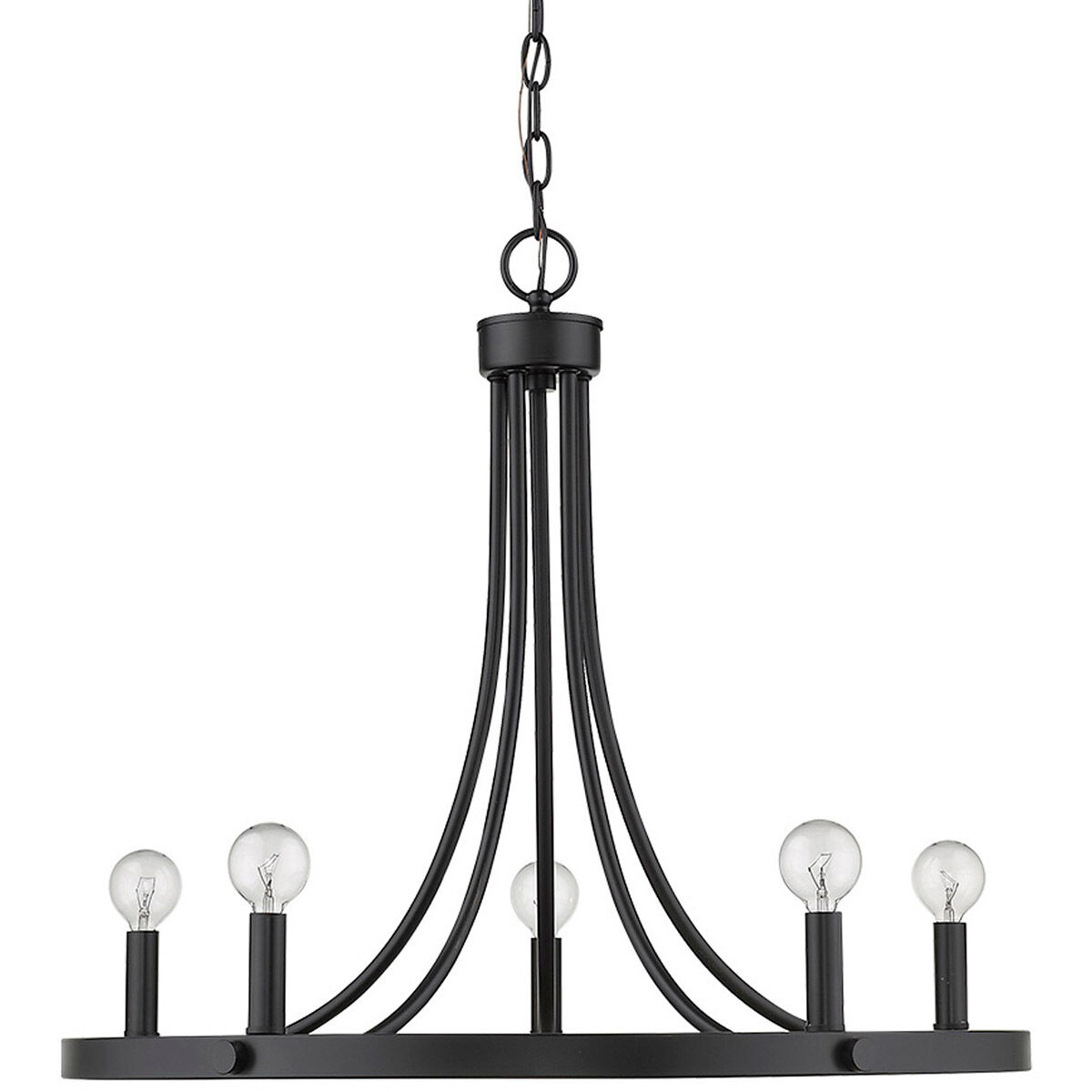 Sawyer 5 Light 25 inch Matte Black Chandelier Ceiling Light