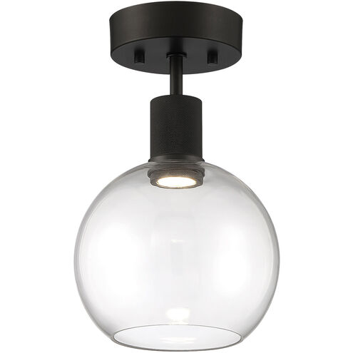 Port Nine LED 8 inch Matte Black Semi-Flush Ceiling Light in Clear