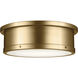 Serca 3 Light 18 inch Brushed Natural Brass Flush Mount Ceiling Light