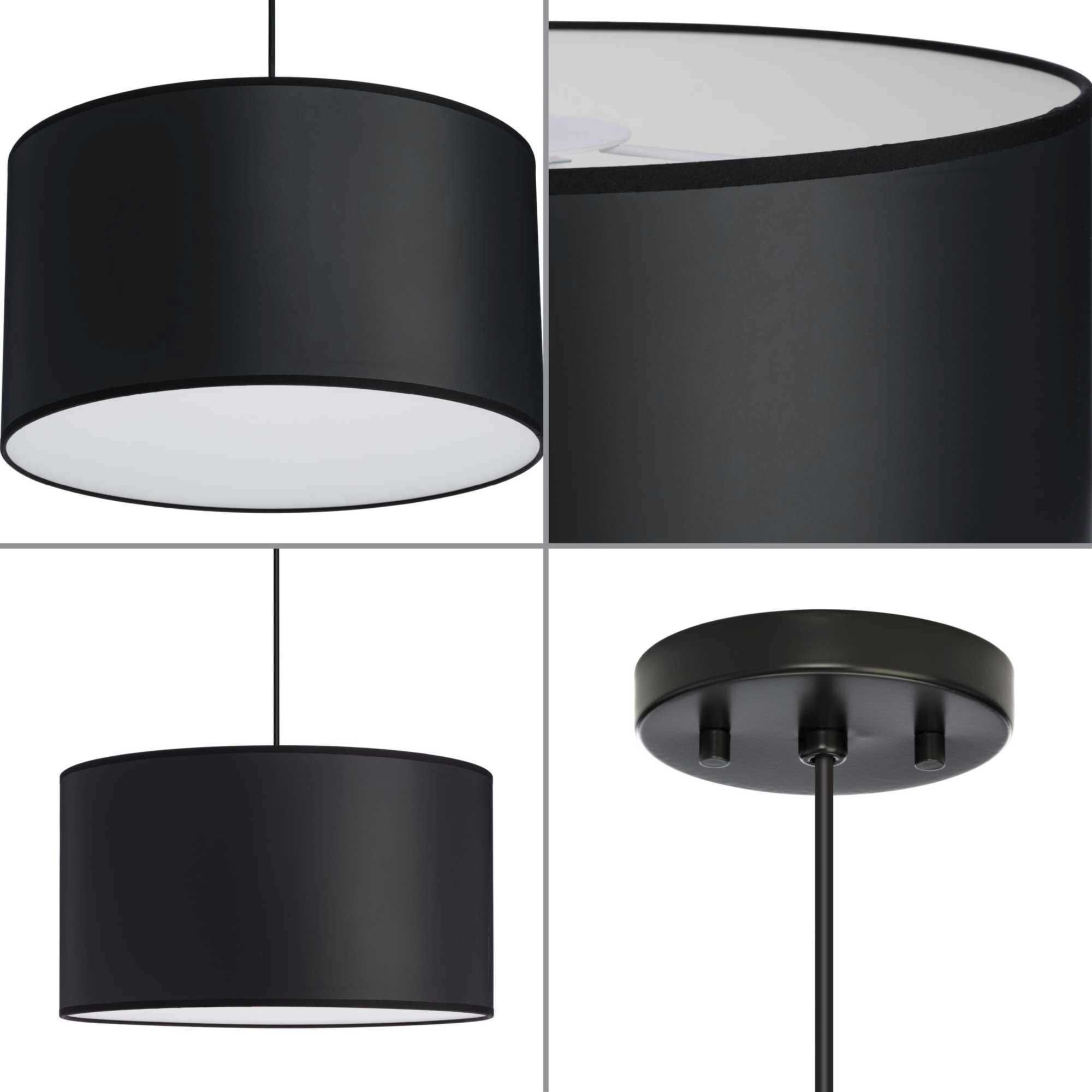 Markor 3 Light 18.12 inch Brushed Nickel/Matte Black/Vintage Brass Drum Pendant Ceiling Light in Black Parchment