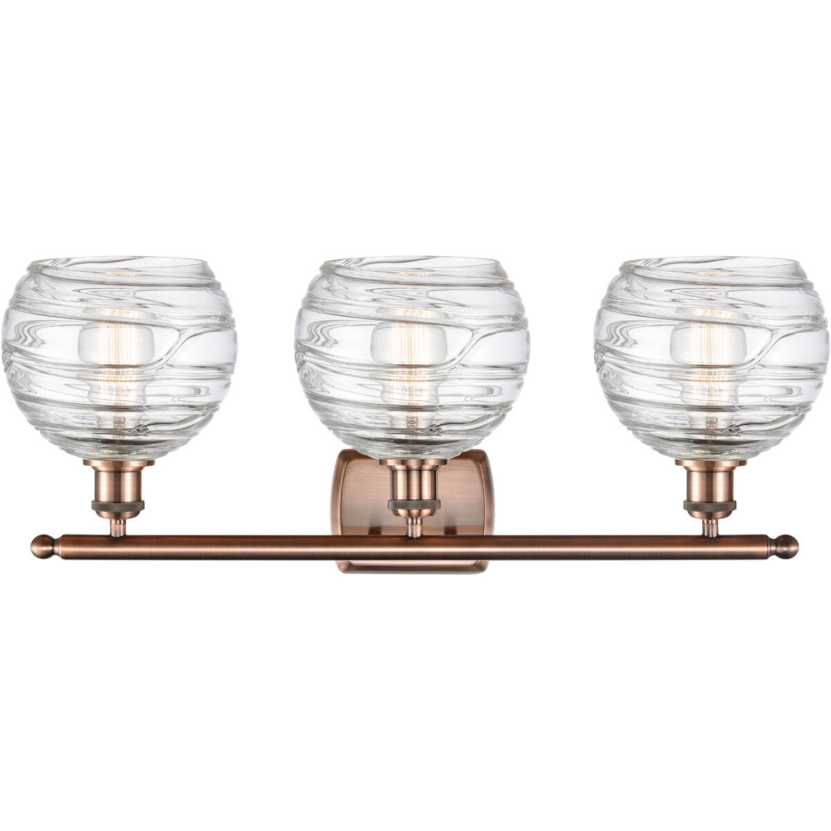 Ballston Deco Swirl 3 Light 26 inch Antique Copper Bath Vanity Light Wall Light, Ballston