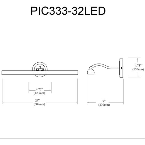 Reina 40 watt 32 inch Satin Chrome Picture Light Wall Light