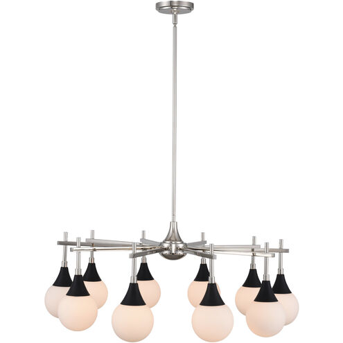 Bogart 10 Light 32 inch Matte Black with Polished Nickel Chandelier Ceiling Light