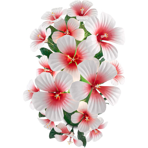 Hibiscus 7 Light 14 inch Glossy White/Pink/Green Wall Sconce Wall Light, Sasha Bikoff Collection