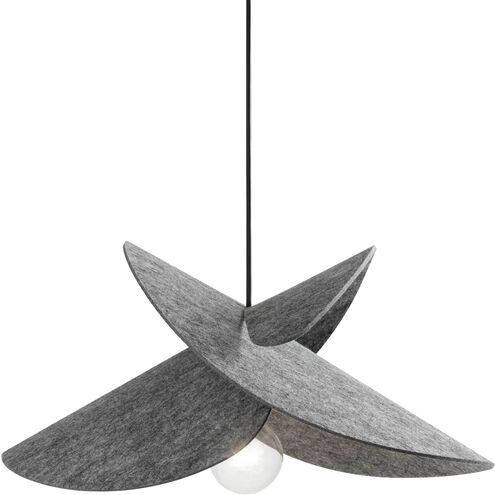 Petale 1 Light 20 inch Matte Black Pendant Ceiling Light