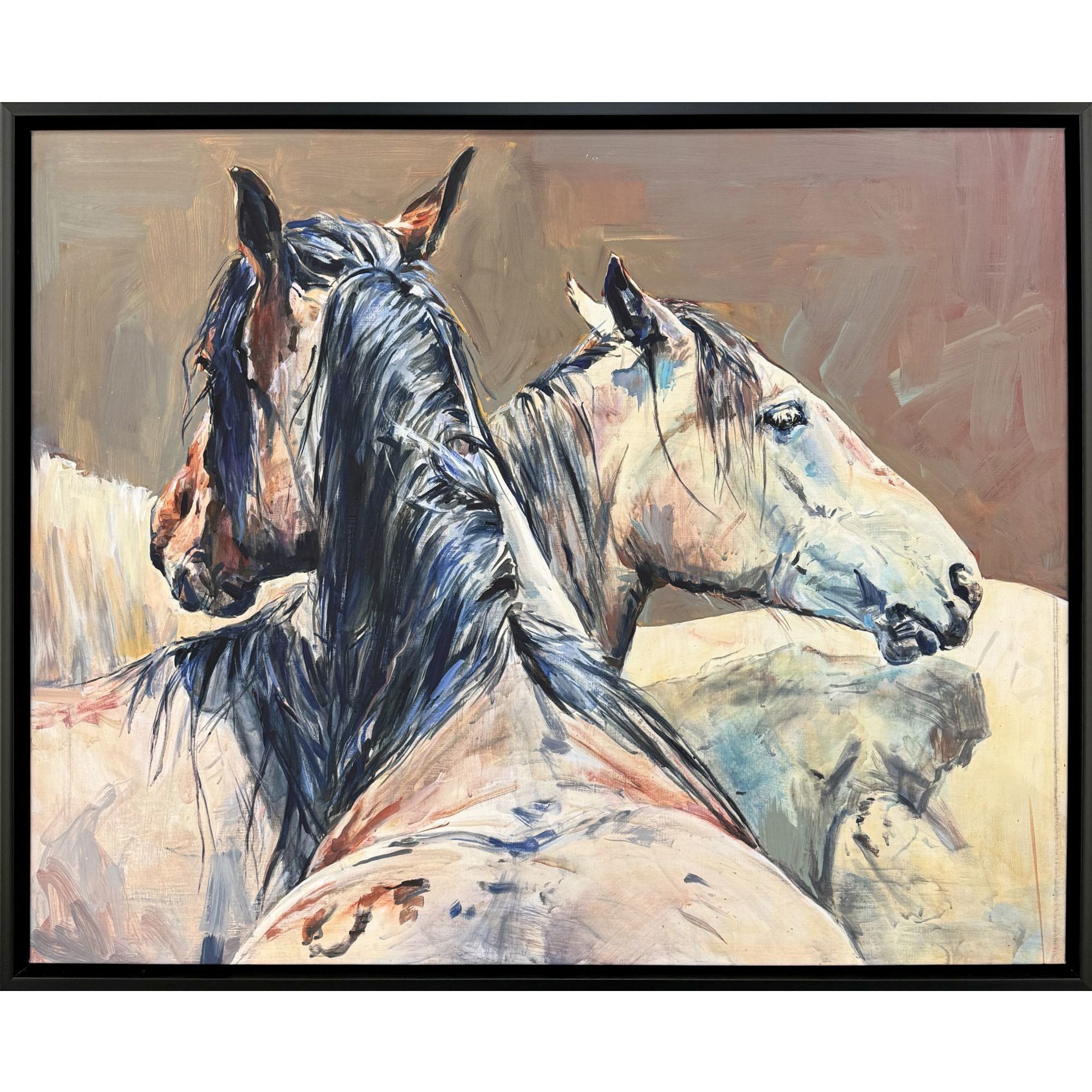 Shades of Gray Black and Beige and Brown and Multi Canvas