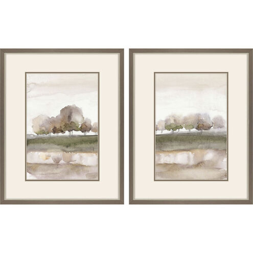 Soft Welcome Spring Green and Brown and Gray and Neutral Framed Art