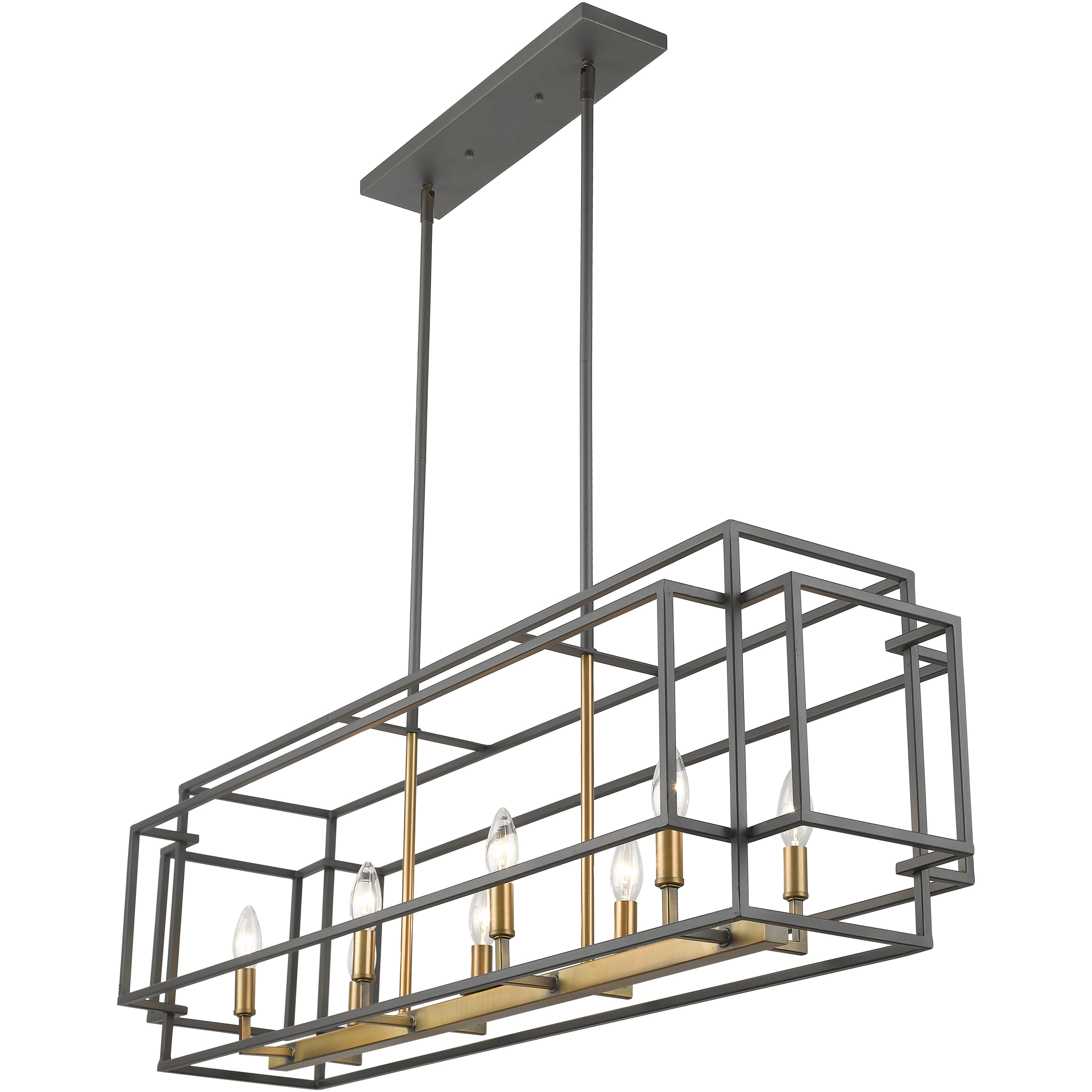 Titania 8 Light 44 inch Bronze and Olde Brass Linear Chandelier Ceiling Light