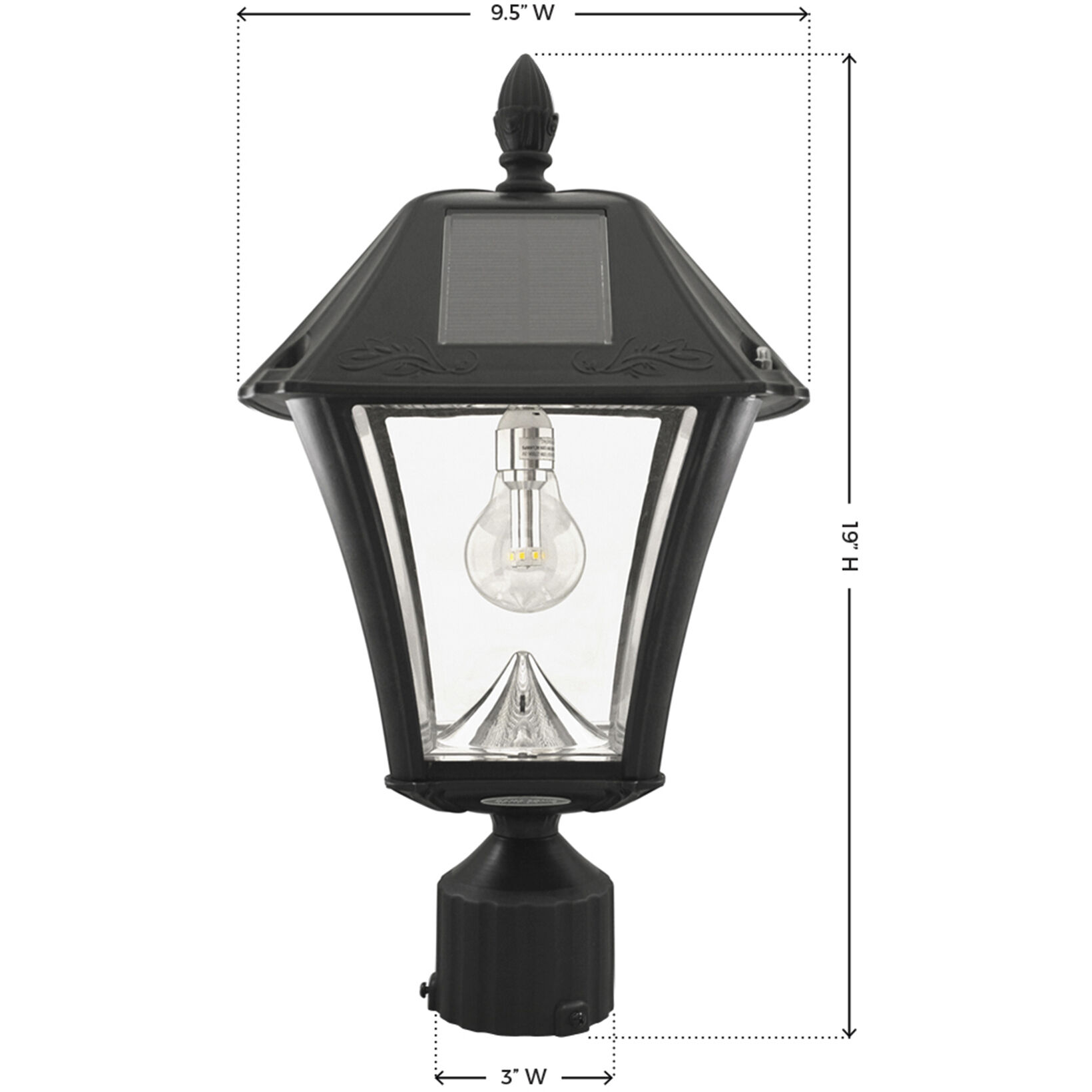 Baytown II LED 19 inch Black Outdoor Post Light, Solar