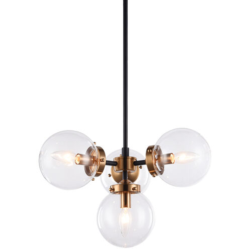 Maru 4 Light 21 inch Aged Gold Brass Pendant Ceiling Light in Aged Gold Brass and Clear