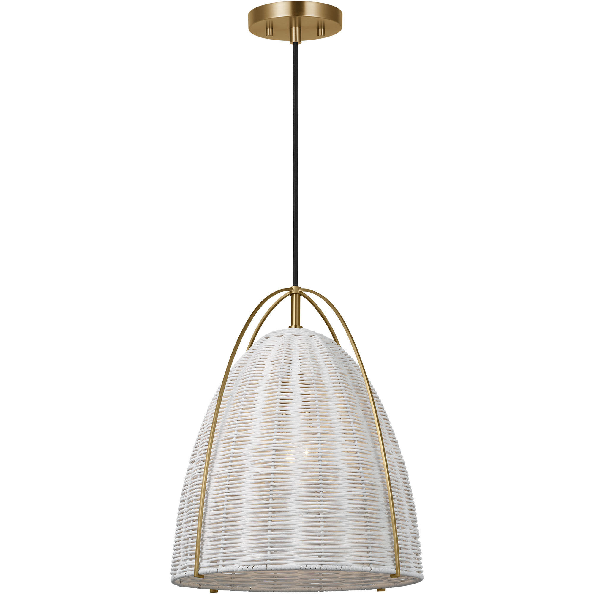 Sean Lavin Norman Pendant Ceiling Light in Satin Brass with Chalk Wicker