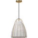 Sean Lavin Norman 1 Light 13.38 inch Satin Brass with Chalk Wicker Pendant Ceiling Light