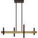 Denmark 4 Light 7 inch Bronze with Antique Brass Accents Chandelier Ceiling Light