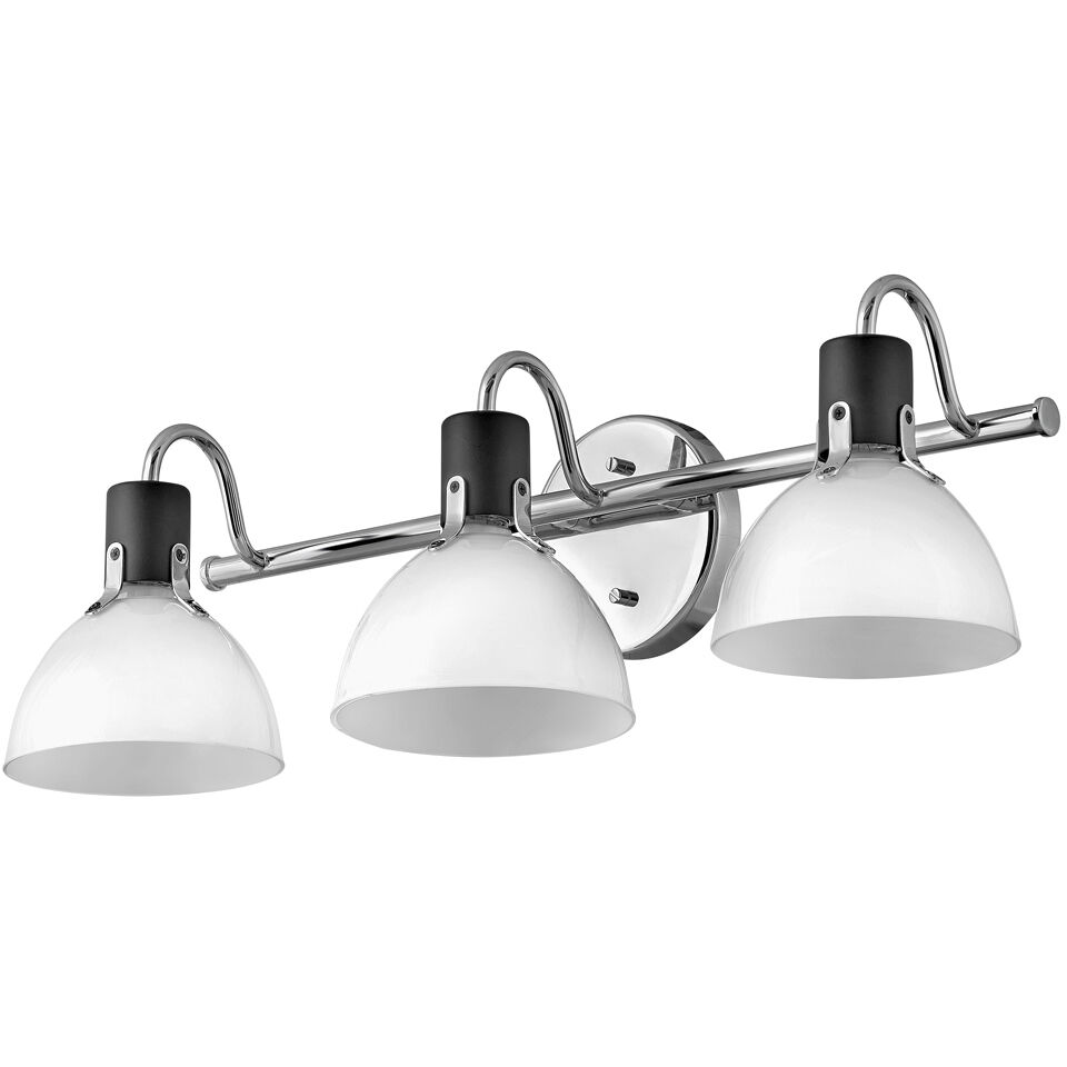 Argo 3 Light 24.5 inch Chrome with Black Vanity Light Wall Light