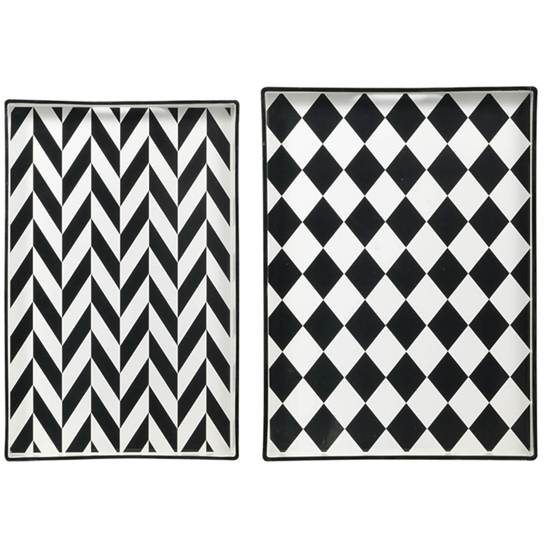 Quinn Black and White Tray, Set of 2